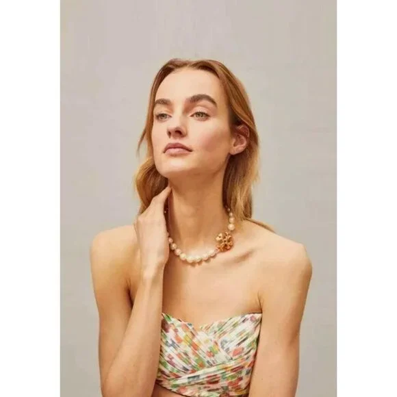 Tory Burch Roxanne Gold and Pearl Choaker Necklace - Picture 5 of 5